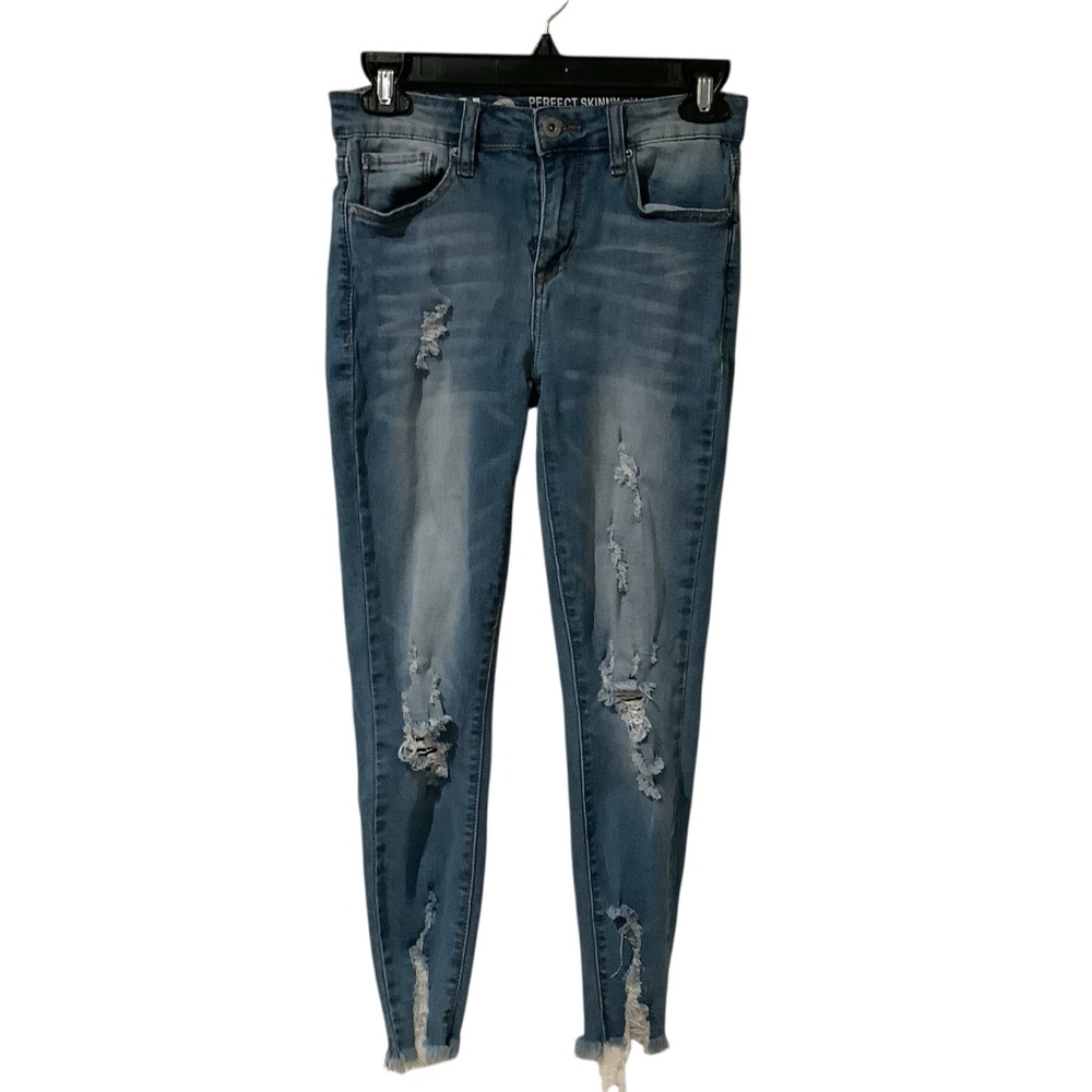 S.O.N.G. Perfect Skinny mid rise Chewed Hem ANKLET Distressed Skinny Jeans